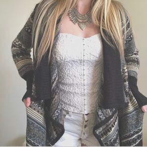 KENSIE/ tribal waterfall knit cardi